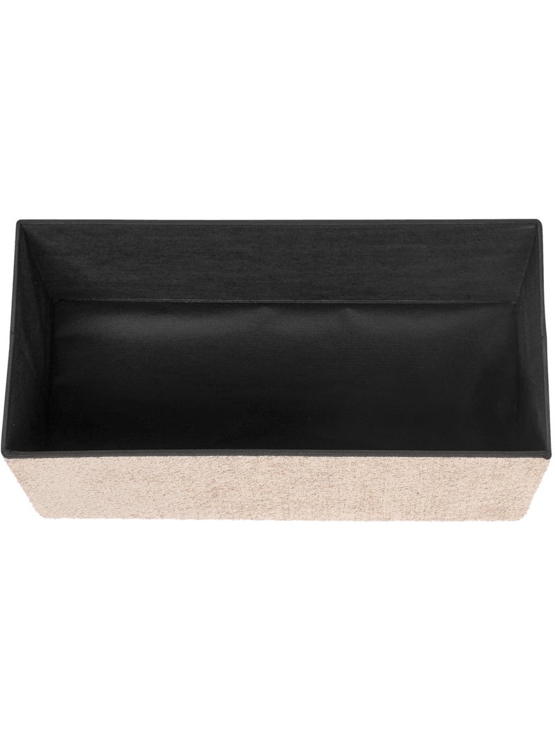 Pouf pliant coffre de rangement rectangulaire en bouclette SOANA Beige - Kiabi