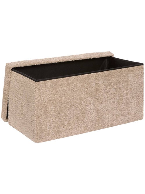 Pouf pliant coffre de rangement rectangulaire en bouclette SOANA - Kiabi