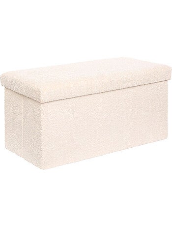 Pouf pliant coffre de rangement rectangulaire en bouclette SOANA