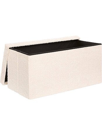 Pouf pliant coffre de rangement rectangulaire en bouclette SOANA
