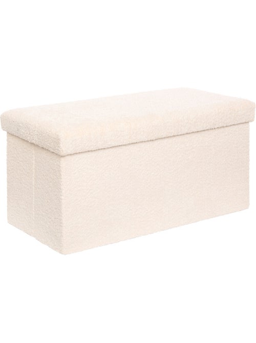 Pouf pliant coffre de rangement rectangulaire en bouclette SOANA - Kiabi
