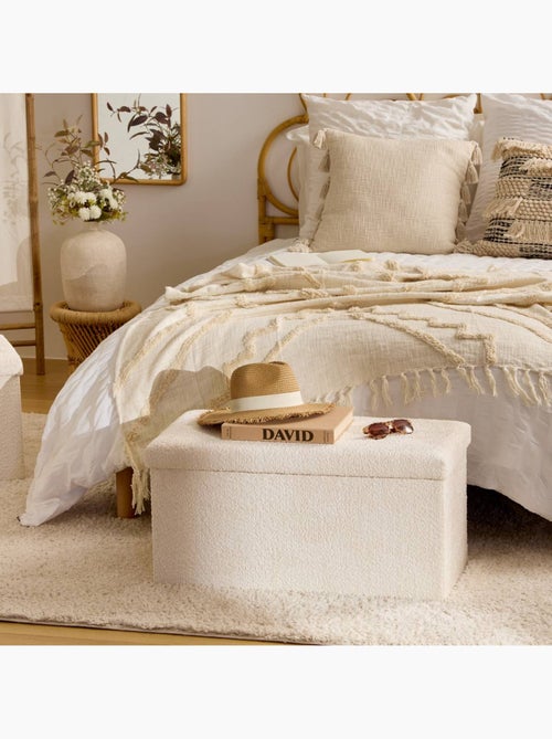 Pouf pliant coffre de rangement rectangulaire en bouclette SOANA - Kiabi