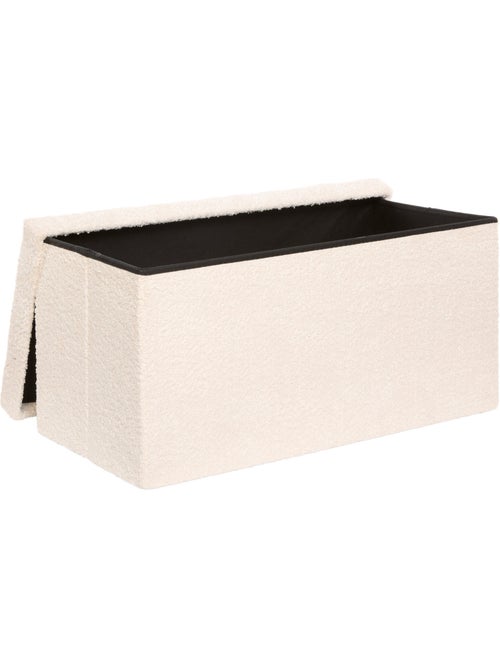 Pouf pliant coffre de rangement rectangulaire en bouclette SOANA - Kiabi