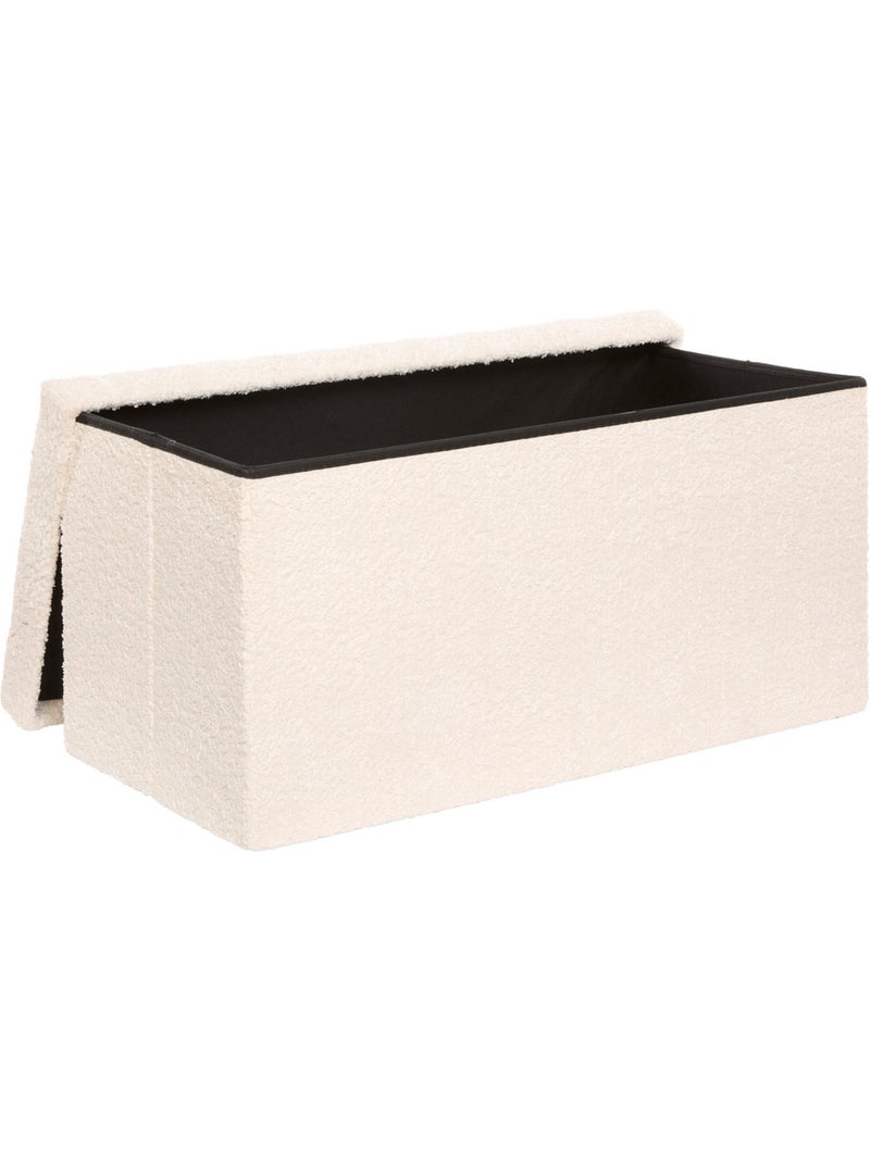 Pouf pliant coffre de rangement rectangulaire en bouclette SOANA Ivoire - Kiabi