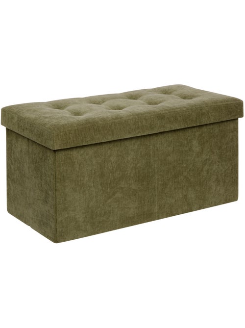 Pouf pliant double coffre de rangement capitonné en velours LYSANDRE - Kiabi