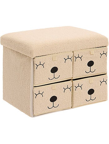 Pouf pliant enfant 4 tiroirs en bouclette EZZIO