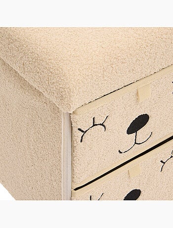 Pouf pliant enfant 4 tiroirs en bouclette EZZIO