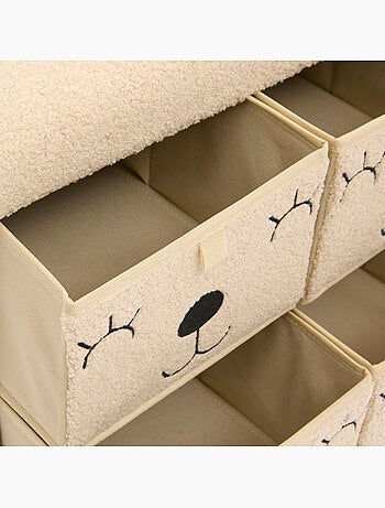 Pouf pliant enfant 4 tiroirs en bouclette EZZIO