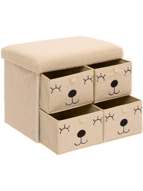 Pouf pliant enfant 4 tiroirs en bouclette EZZIO - Kiabi
