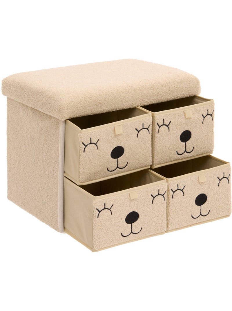 Pouf pliant enfant 4 tiroirs en bouclette EZZIO Beige - Kiabi