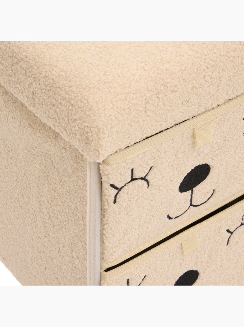 Pouf pliant enfant 4 tiroirs en bouclette EZZIO Beige - Kiabi