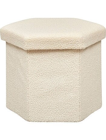 Pouf pliant hexagonal coffre de rangement en bouclette jaiko