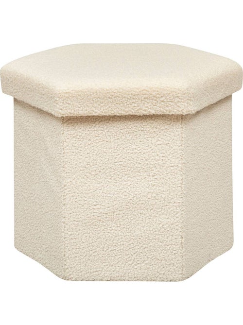 Pouf pliant hexagonal coffre de rangement en bouclette jaiko - Kiabi