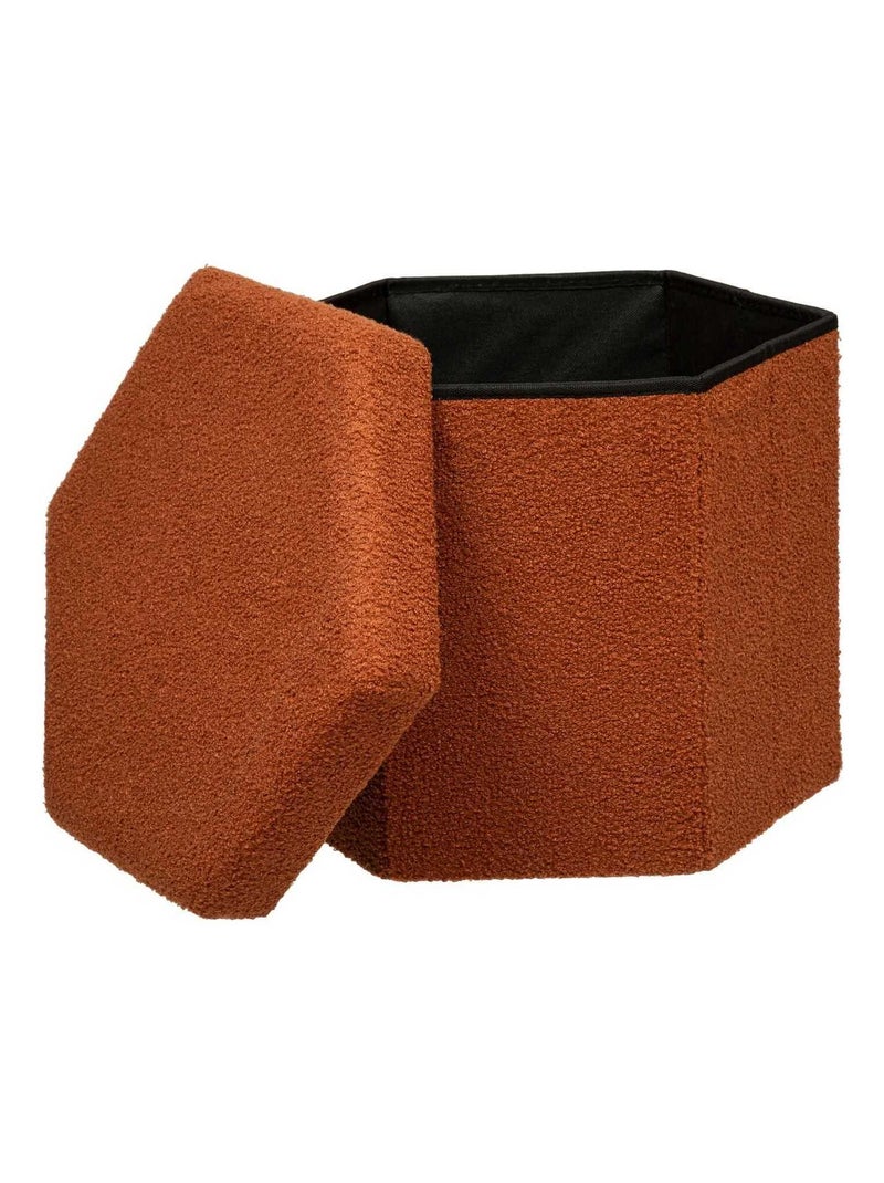 Pouf pliant héxagonal en bouclette Orange - Kiabi