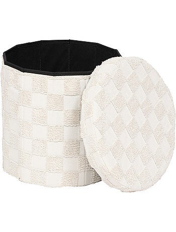 Pouf pliant "Pasti" blanc D38x38cm