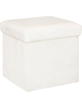 Pouf pliant rond en fausse fourrure avec coffre EZZIO