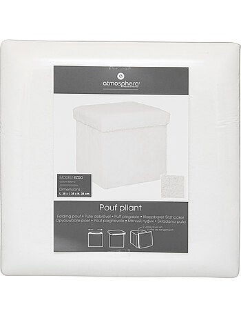 Pouf pliant rond en fausse fourrure avec coffre EZZIO