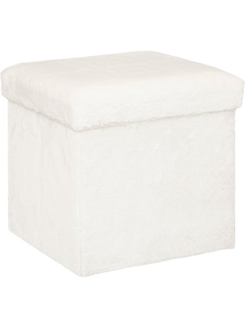 Pouf pliant rond en fausse fourrure avec coffre EZZIO - Kiabi Pouf pliant rond en fausse fourrure avec coffre EZZIO - Kiabi
