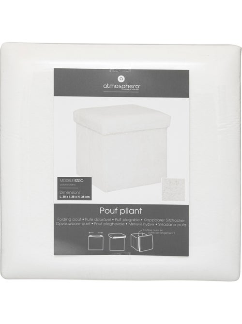 Pouf pliant rond en fausse fourrure avec coffre EZZIO - Kiabi Pouf pliant rond en fausse fourrure avec coffre EZZIO - Kiabi