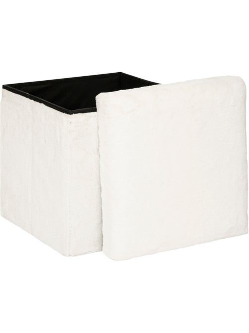 Pouf pliant rond en fausse fourrure avec coffre EZZIO - Kiabi Pouf pliant rond en fausse fourrure avec coffre EZZIO - Kiabi