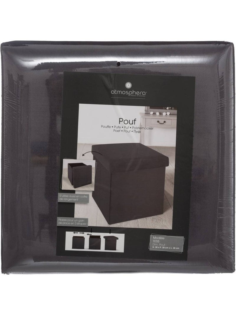 Pouf pliant velours tess Gris - Kiabi
