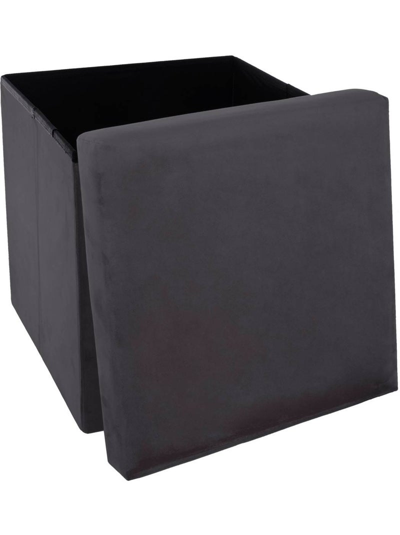 Pouf pliant velours tess Gris - Kiabi