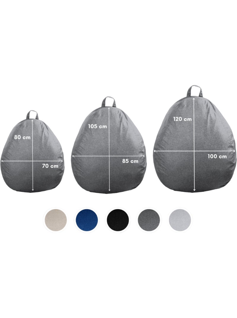 Pouf Poire - Doux, Confortable et Déhoussable - Bananair - 105x85 cm Gris foncé - Kiabi