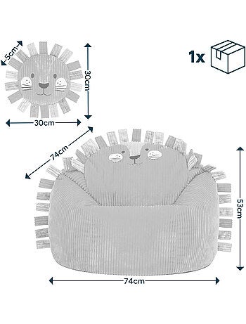 Pouf poire animal pour enfant avec coussin assorti en velours côtelé - icon