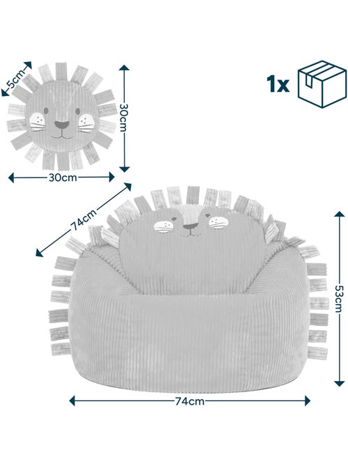 Pouf poire animal pour enfant avec coussin assorti en velours côtelé - icon - Kiabi