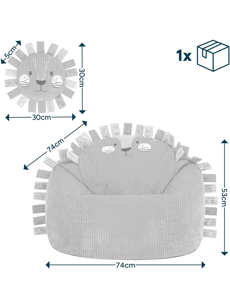 Pouf poire animal pour enfant avec coussin assorti en velours côtelé - icon Ocre - Kiabi