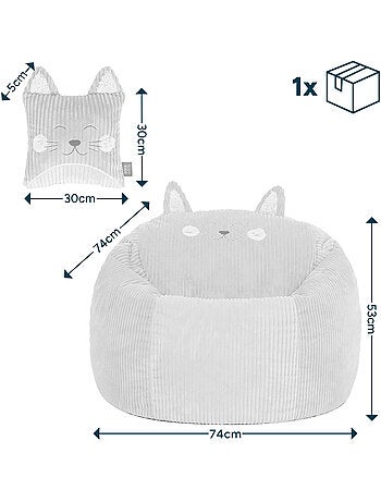 Pouf poire animal pour enfant avec coussin assorti en velours côtelé - icon