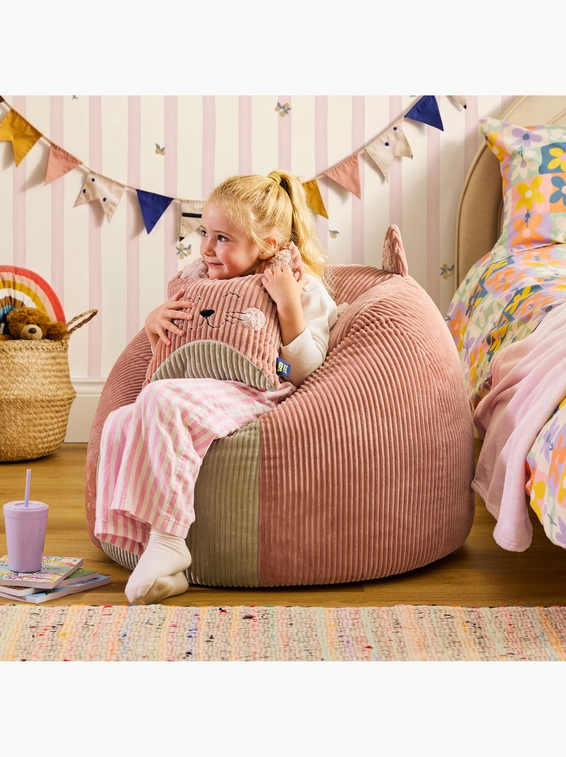 Pouf poire animal pour enfant avec coussin assorti en velours côtelé - icon Rose - Kiabi