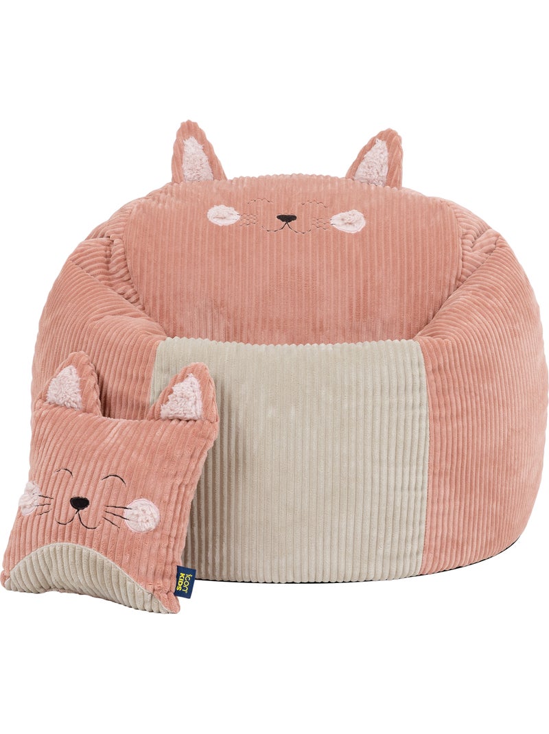 Pouf poire animal pour enfant avec coussin assorti en velours côtelé - icon Rose - Kiabi