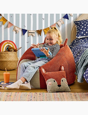 Pouf poire animal pour enfant avec coussin assorti en velours côtelé - icon