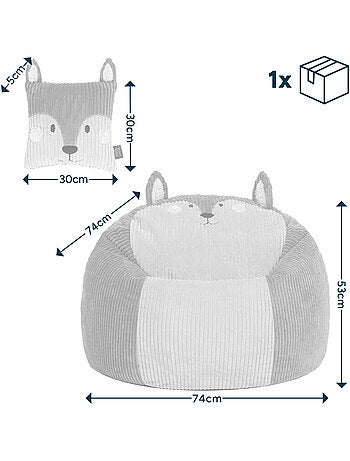 Pouf poire animal pour enfant avec coussin assorti en velours côtelé - icon