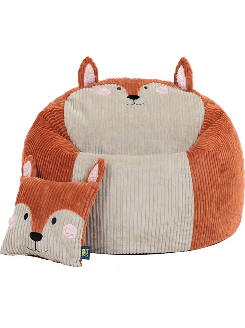 Pouf poire animal pour enfant avec coussin assorti en velours côtelé - icon - Kiabi