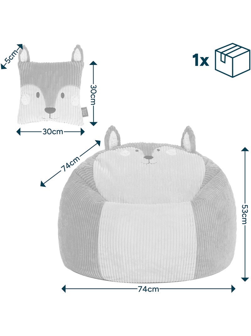 Pouf poire animal pour enfant avec coussin assorti en velours côtelé - icon Terracotta - Kiabi