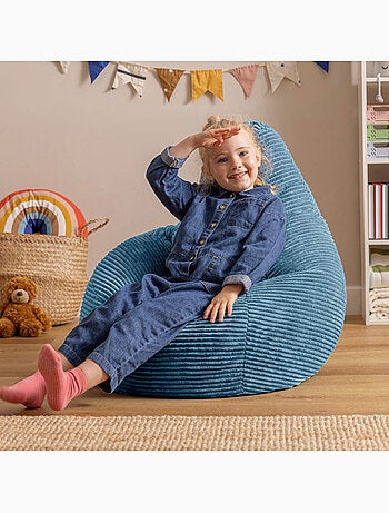 Pouf poire enfant à dossier haut en velours côtelé - icon
