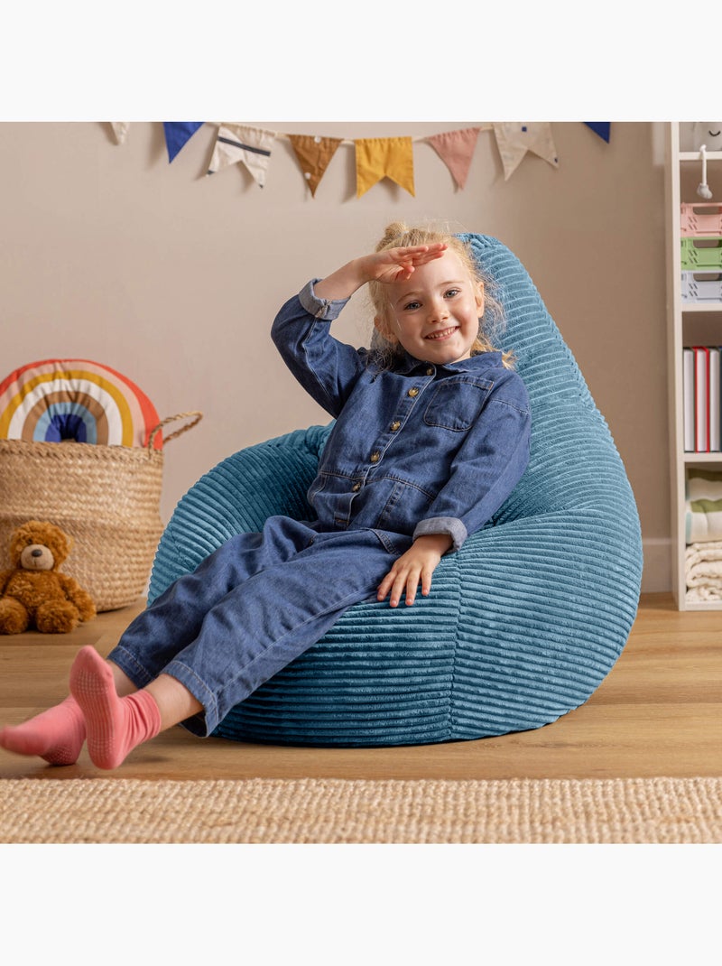 Pouf poire enfant à dossier haut en velours côtelé - icon Bleu jean - Kiabi