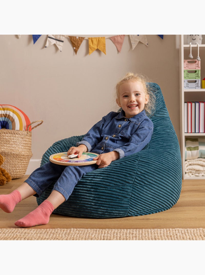 Pouf poire enfant à dossier haut velours côtelé - icon Bleu canard - Kiabi