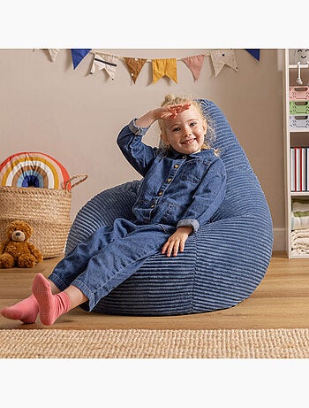 Pouf poire enfant à dossier haut velours côtelé - icon
