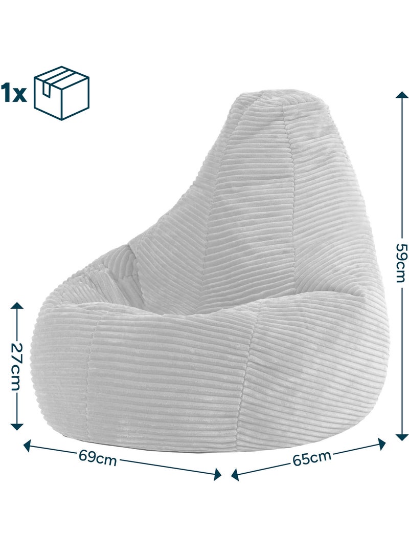 Pouf poire enfant à dossier haut velours côtelé - icon Bleu jean - Kiabi