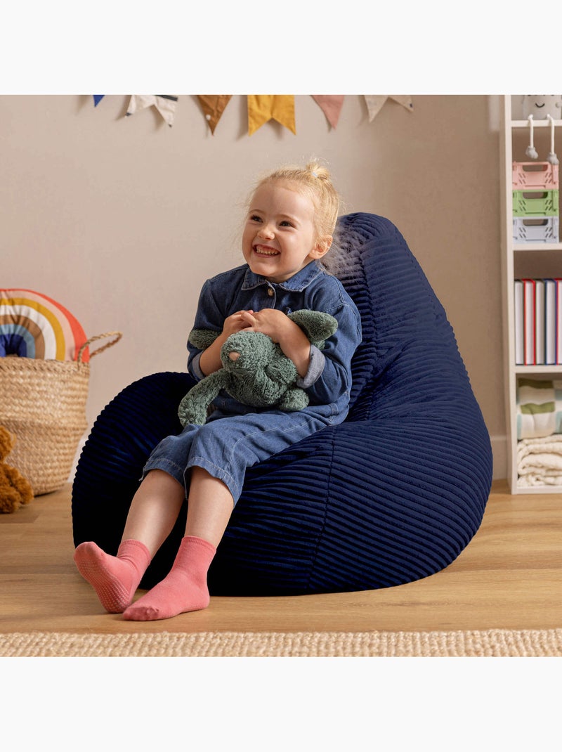 Pouf poire enfant à dossier haut velours côtelé - icon Bleu marine - Kiabi