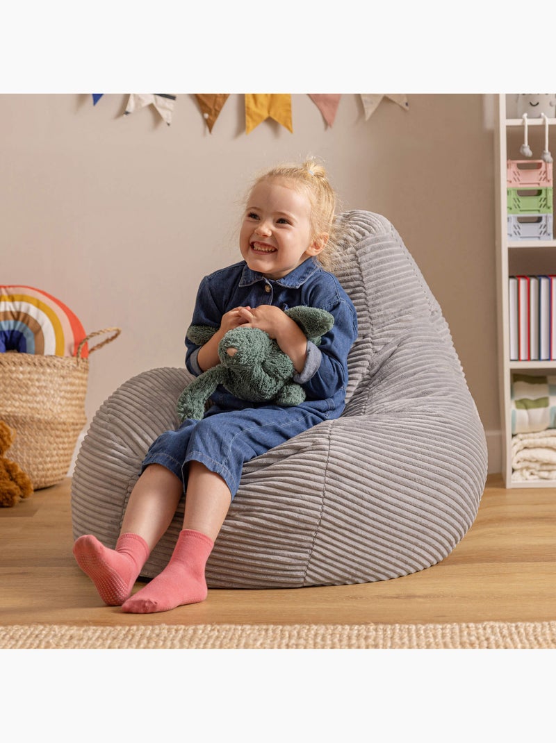 Pouf poire enfant à dossier haut velours côtelé - icon Gris clair - Kiabi