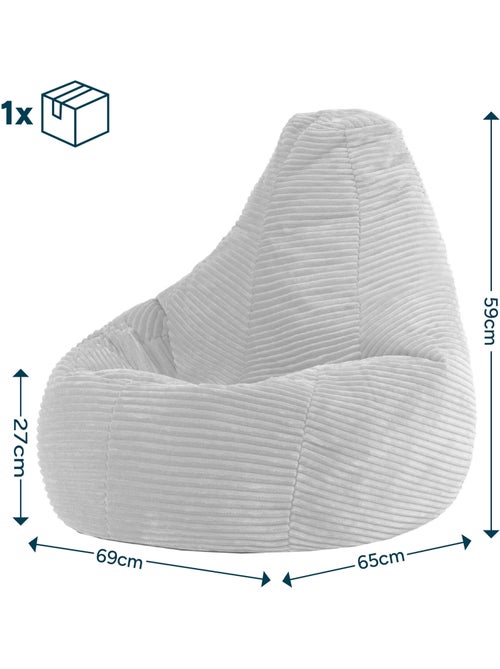 Pouf poire enfant à dossier haut velours côtelé - icon - Kiabi