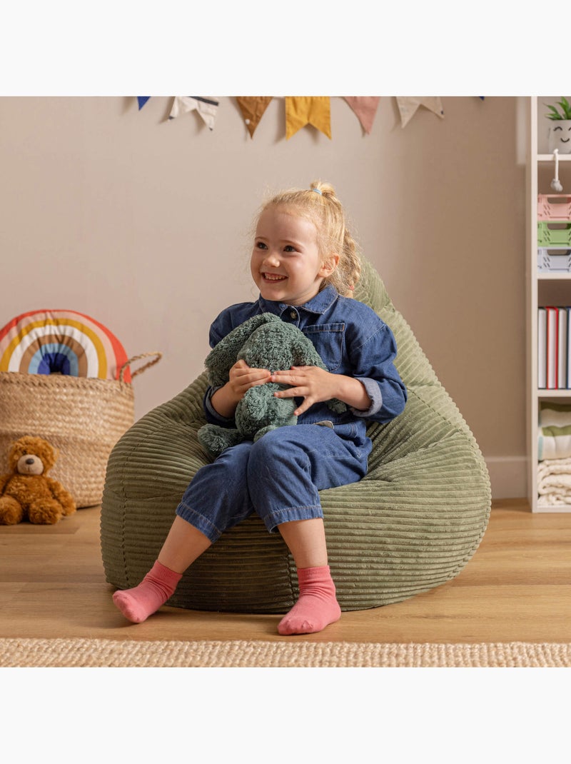 Pouf poire enfant à dossier haut velours côtelé - icon Vert Sauge - Kiabi