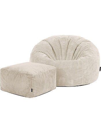 Pouf poire fauteuil classique kingston et repose-pied carré amara en velours côtelé - icon