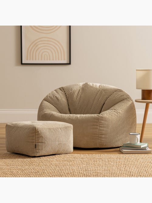 Pouf poire fauteuil classique kingston et repose-pied carré amara en velours côtelé - icon - Kiabi