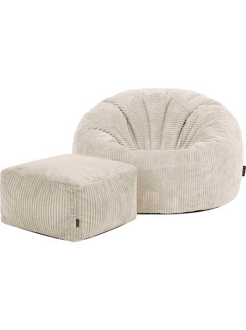 Pouf poire fauteuil classique kingston et repose-pied carré amara en velours côtelé - icon - Kiabi