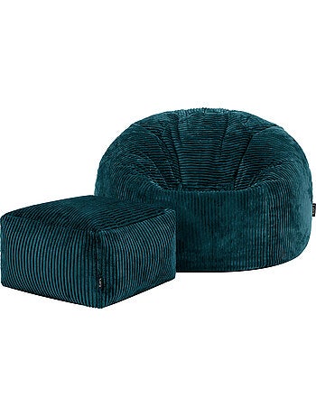 Pouf poire fauteuil classique kingston et repose-pied carré amara en velours côtelé - icon